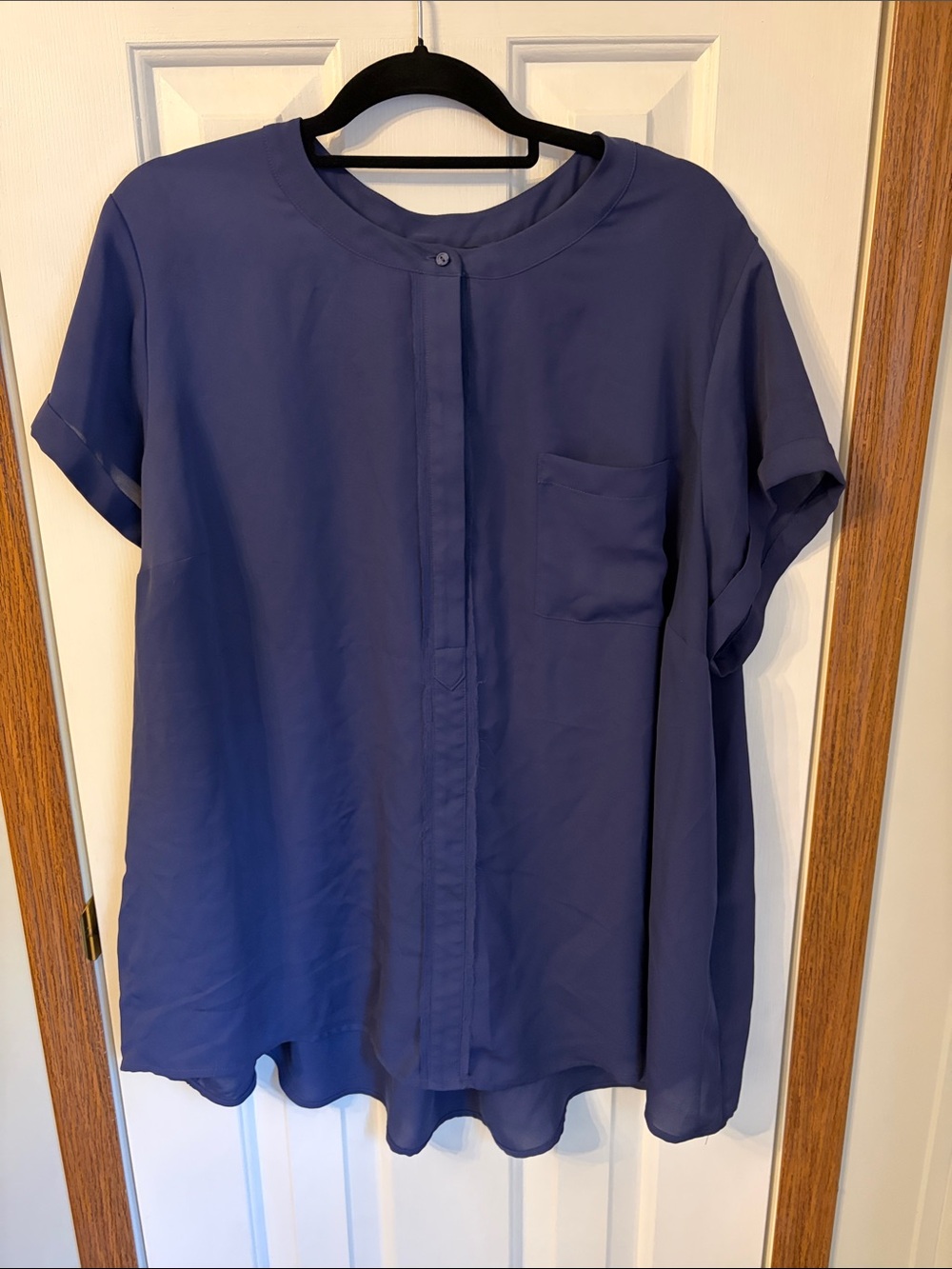 Simply Vera Vera Wang Indigo Short-Sleeve Split-Neck Blouse